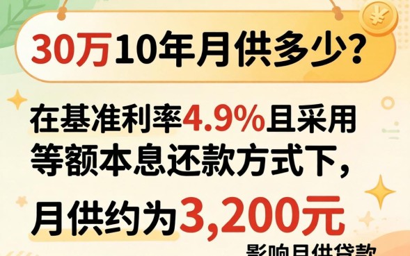 贷款30万10年月供多少，贷款30万10年利息多少