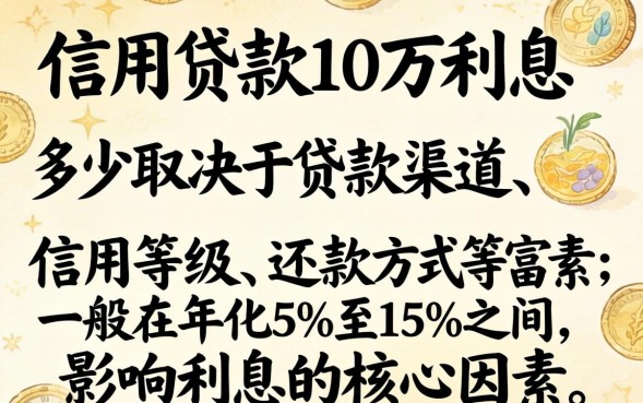 信用贷款10万利息多少，信用贷款10万一年利息多少
